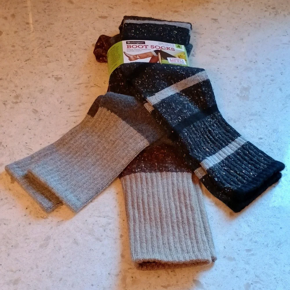 Woman's Burlington Boot Socks Knee High Length 3 Pack,NOT 4 As Tag Shows. S 4-10